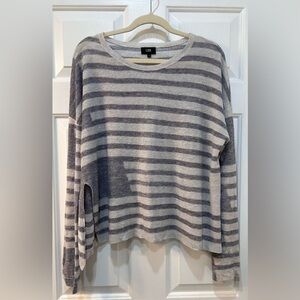 LINE The Label 100% Linen Lightweight Sweater Women Sz L Striped Boxy Oversized